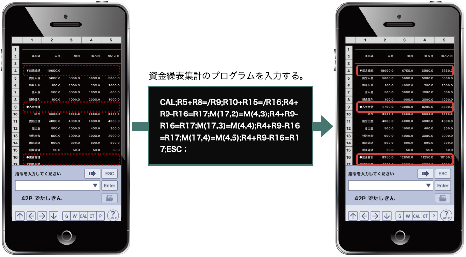 資金繰表集計のプログラムを入力する。